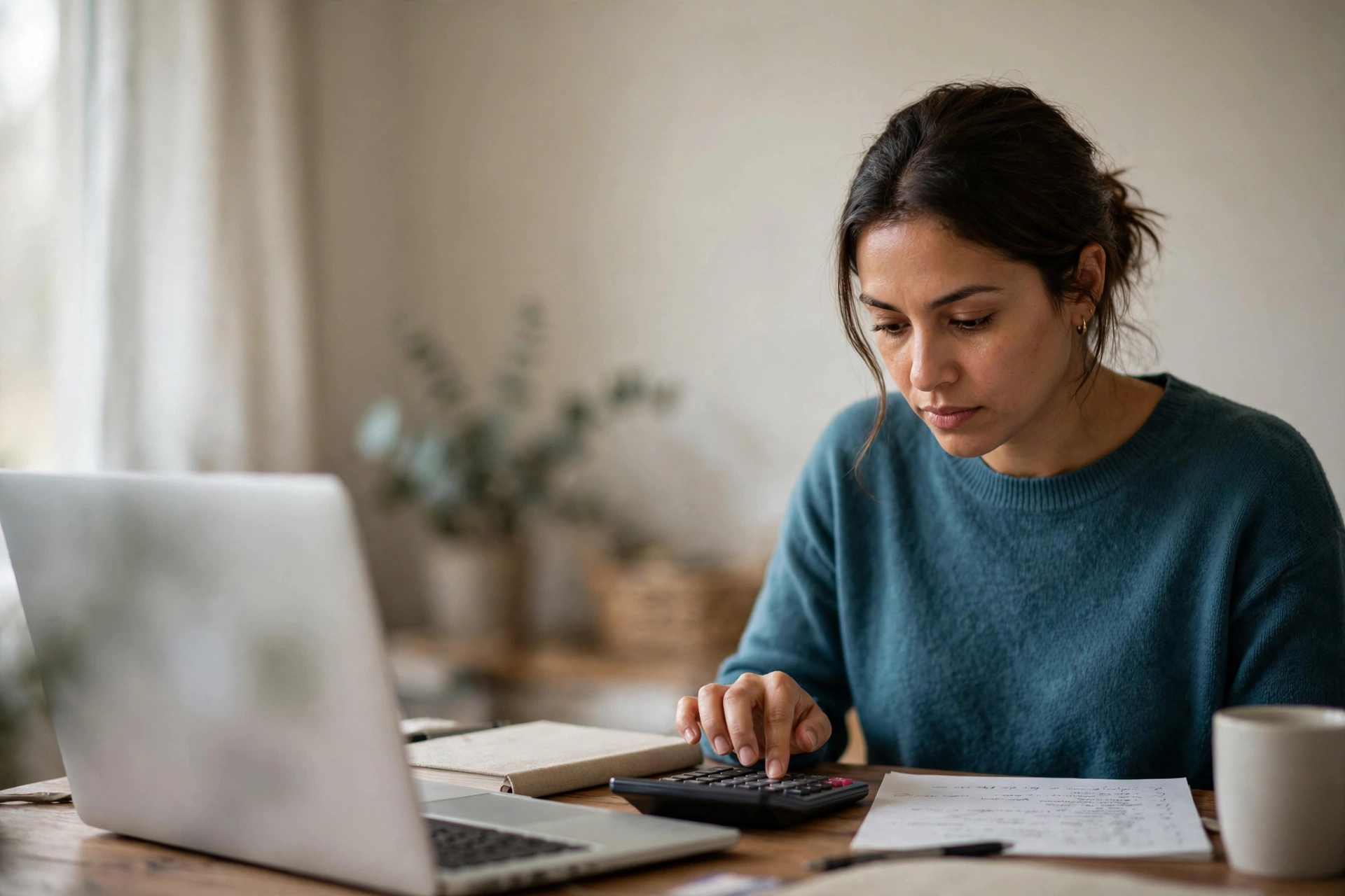 Mulher compara opções de curso de inteligência artificial considerando tempo disponível e orçamento.