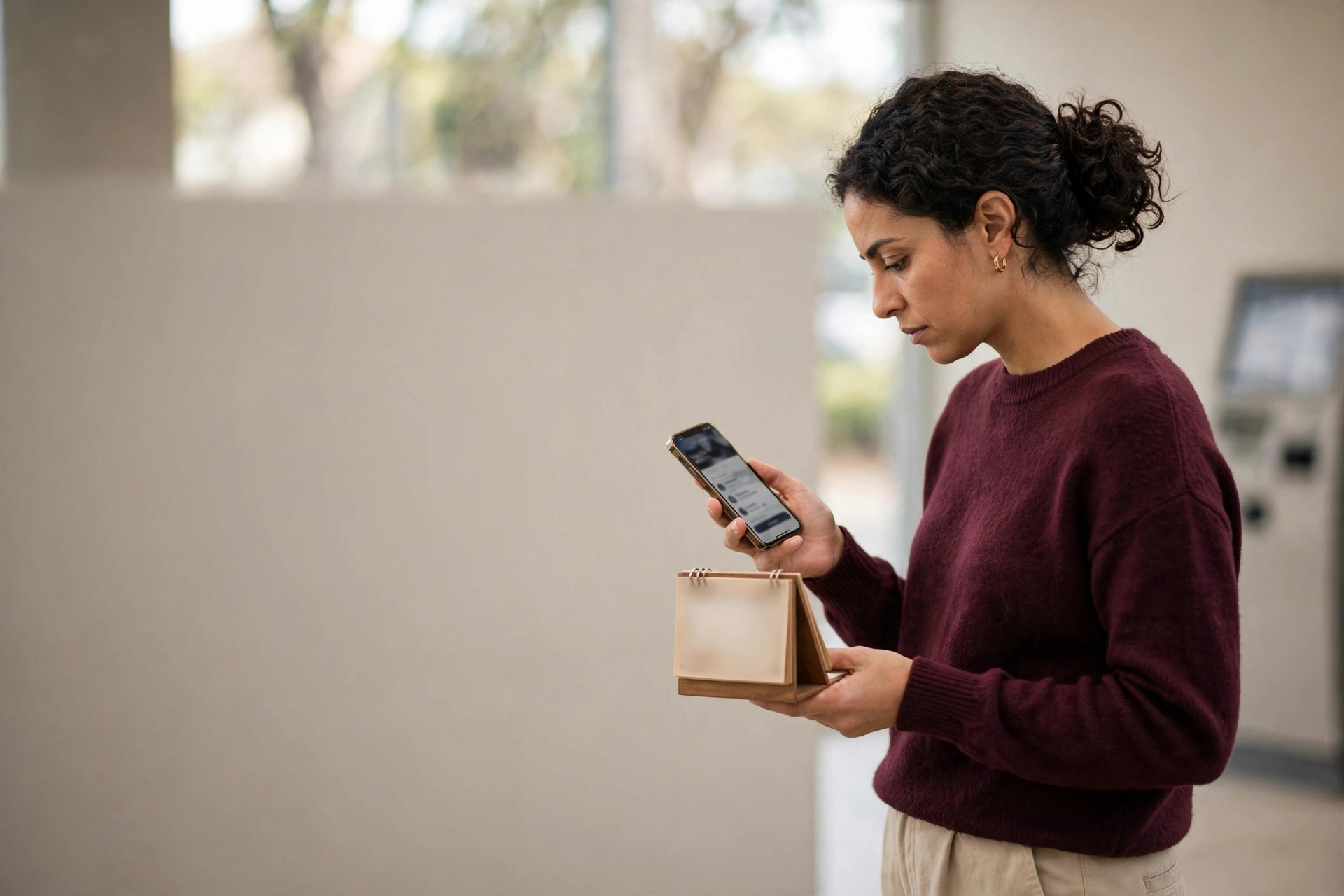 Pessoa verifica cobranças futuras no celular para confirmar o fim de uma assinatura.