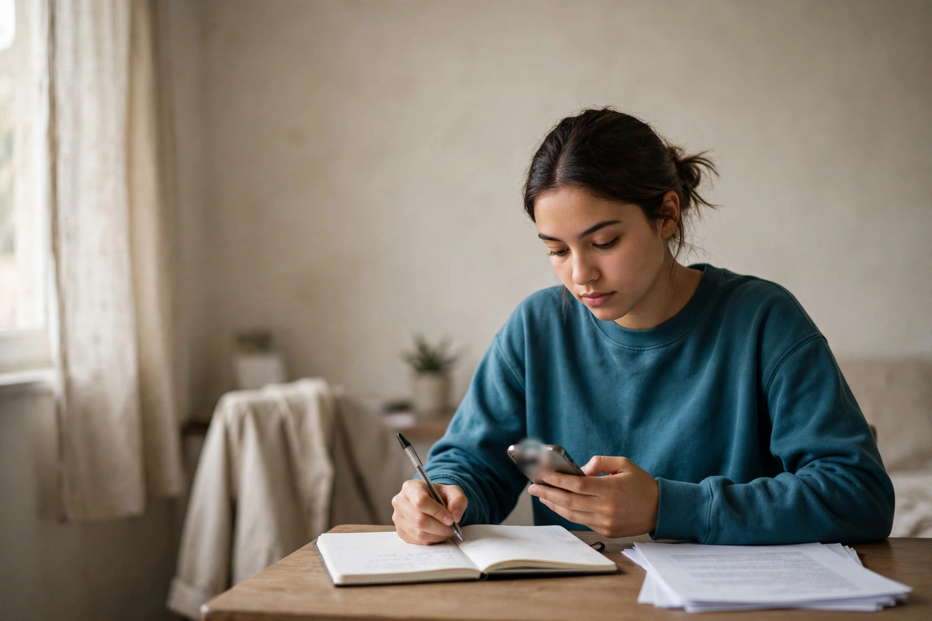 Estudante envia um pedido de cancelamento pelo notebook e confere a confirmação no celular.